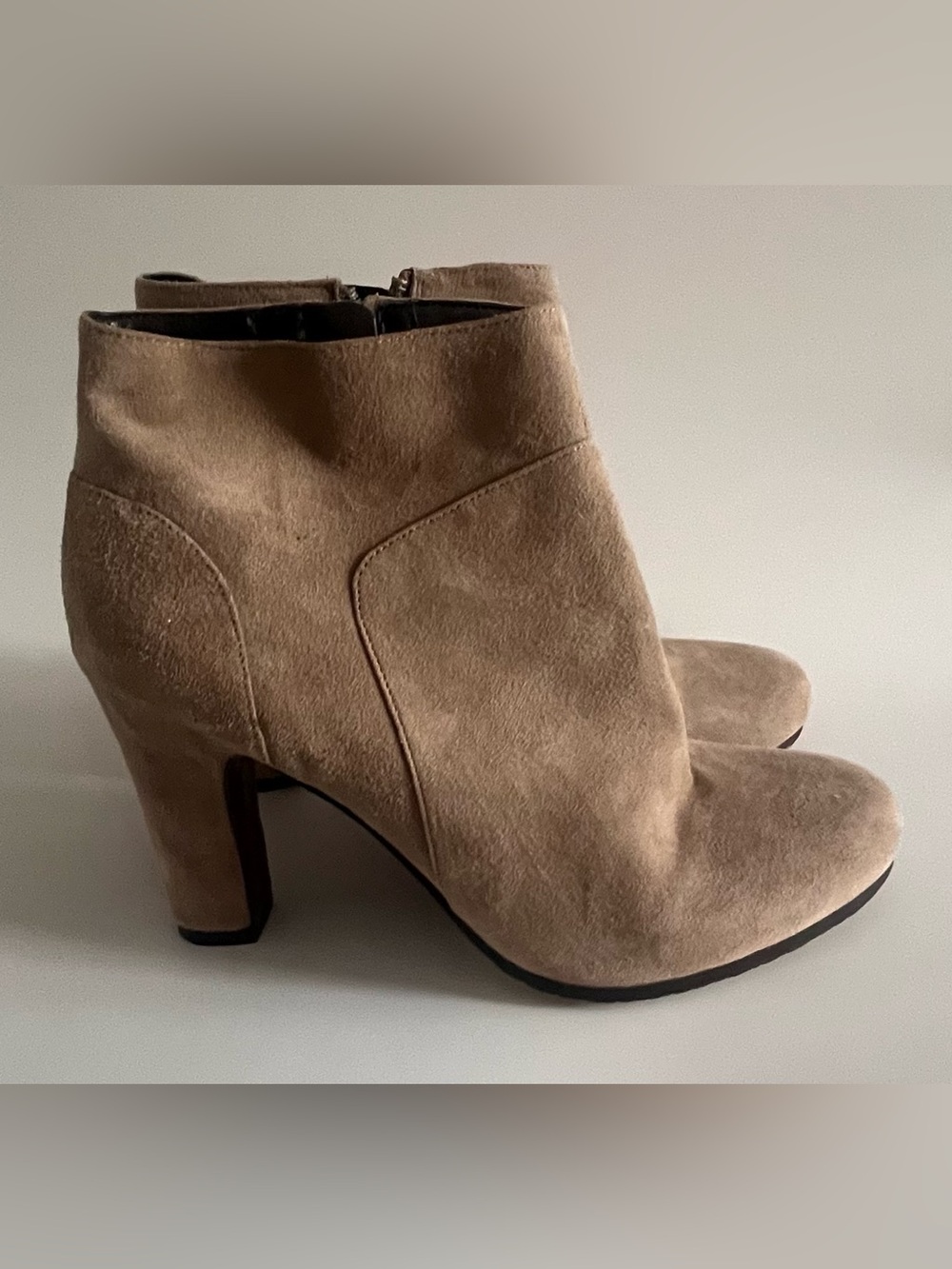 Sam Edelman Taupe Tan Block Heel Ankle Booties | Neutral Minimalist